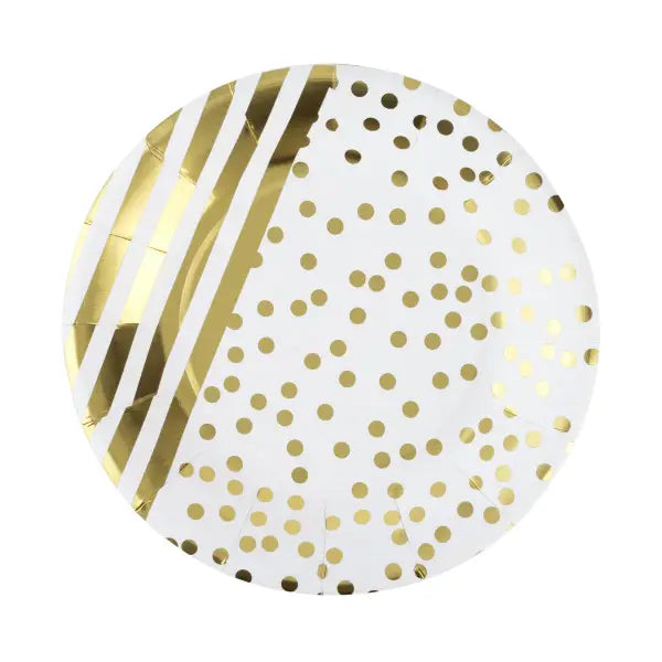Gold Stripes & Dots Plates