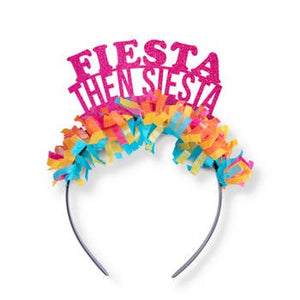 Fiesta then siesta headband with colorful confetti.