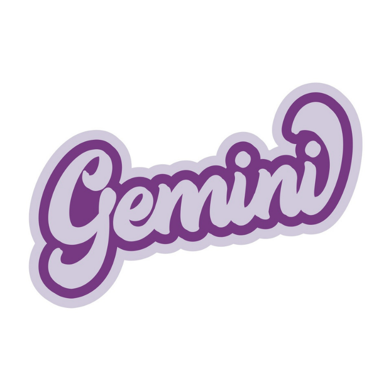 Horoscope Gemini sticker on white background.