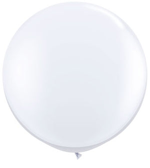 A white 36 inch jumbo balloon on white background.
