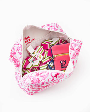 Pink Mahjong Tile Storage Bag