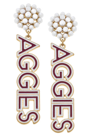 Texas A&M Aggies Pearl Earrings