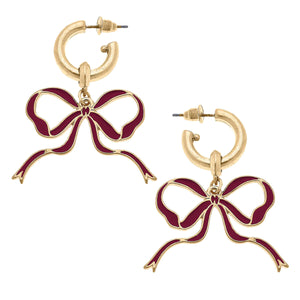 Bow Enamel Earrings | Maroon