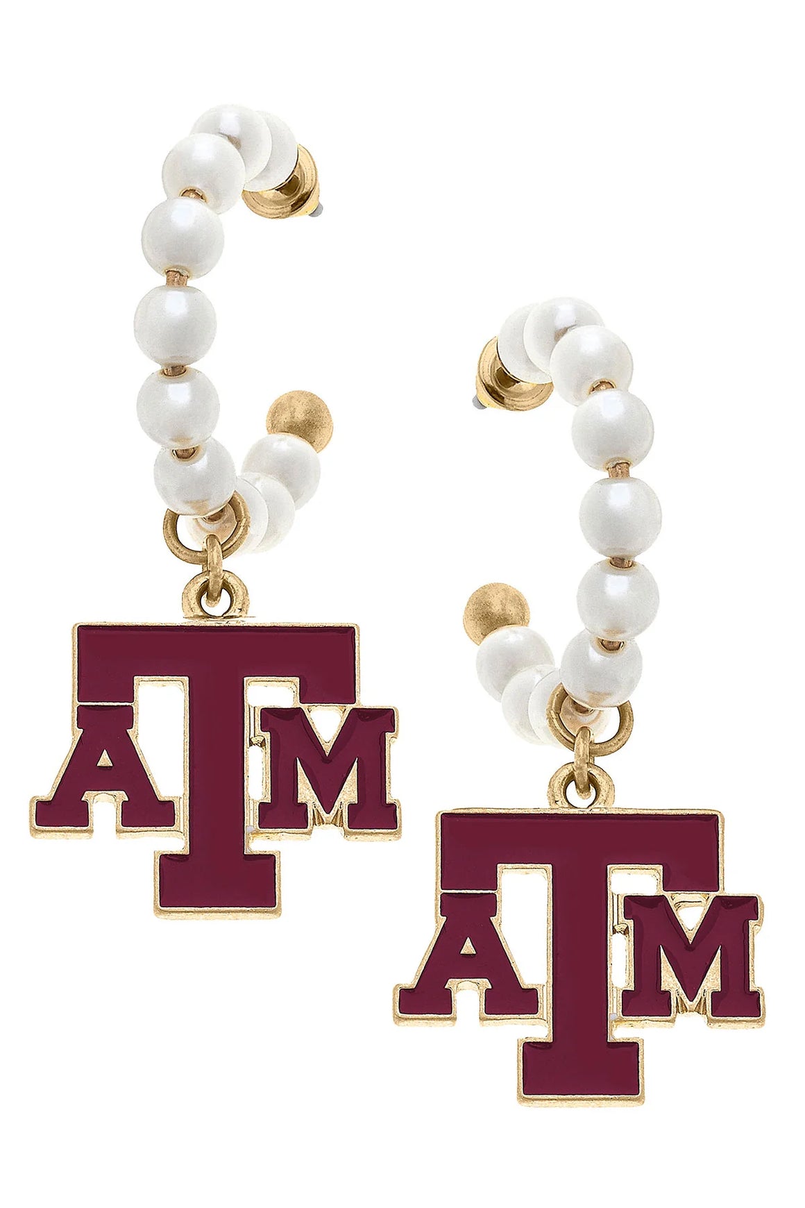 Texas A&M Pearl Hoop Earrings