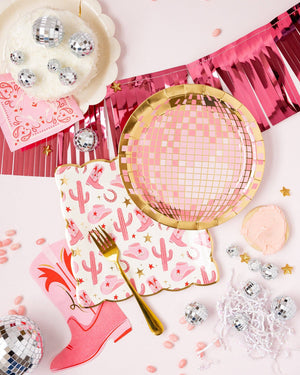 Pink Disco Ball Paper Plate