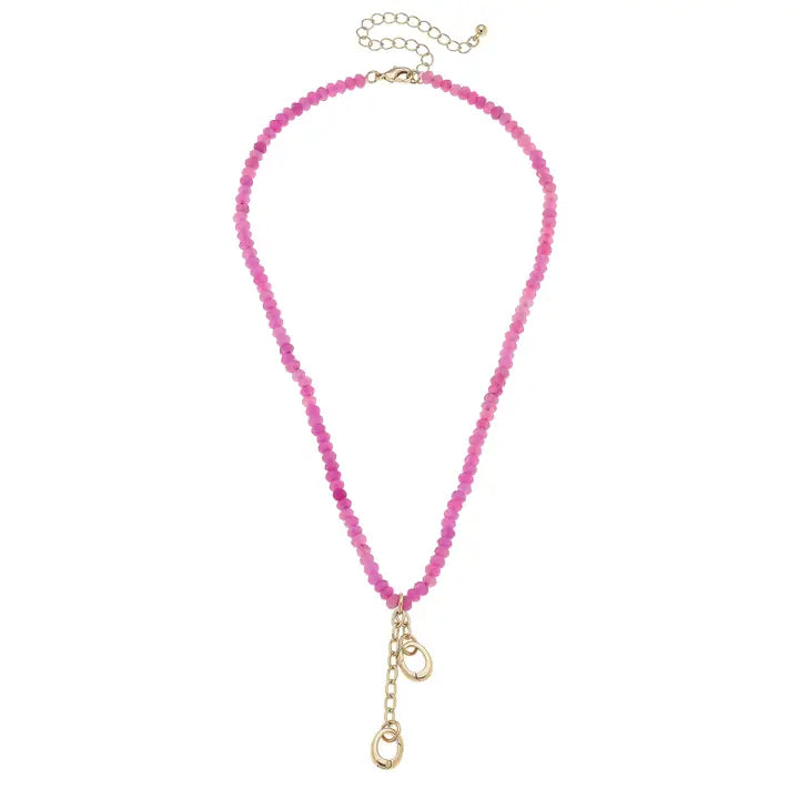 Lucy Gemstone Beaded Multi-Charm Necklace Base | Pink
