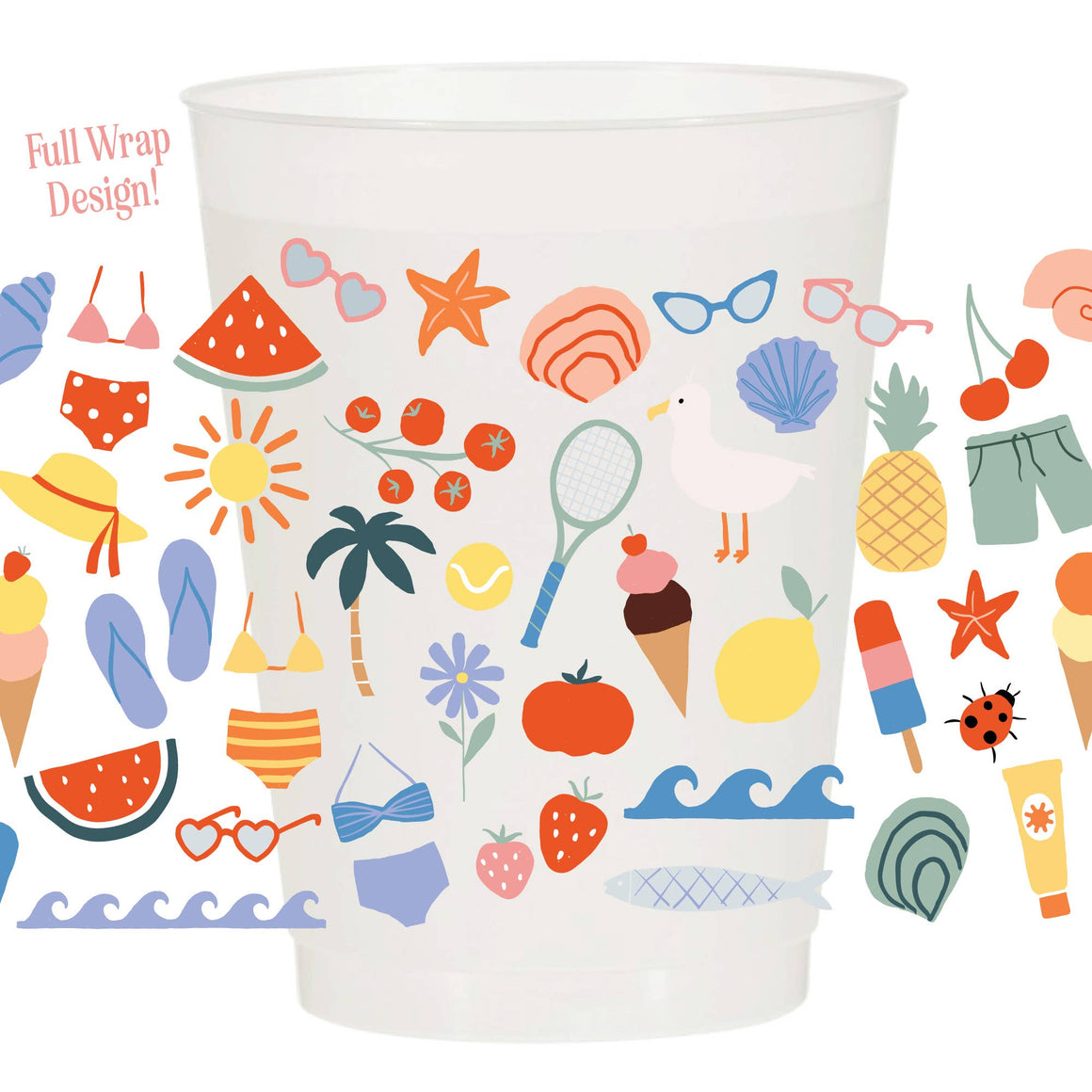 Summer Icons Full Wrap Frosted Cups