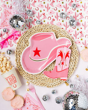 Pink Cowgirl Hat Paper Plate