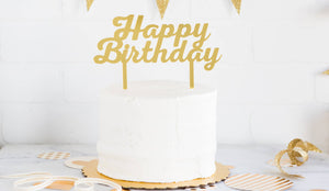Gold Happy Birthday Cake Topper