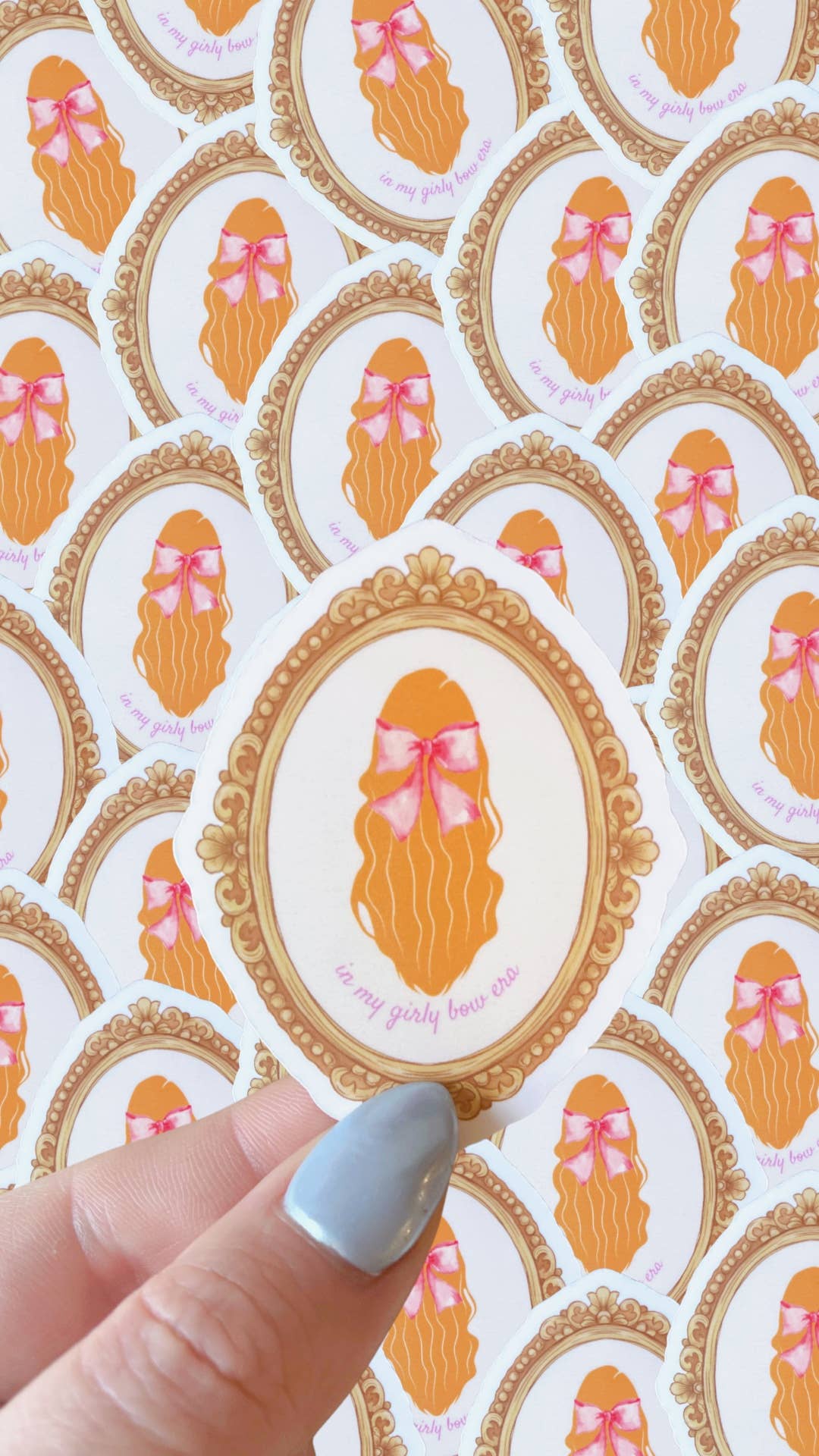Red Head Girly Bow Era Sticker