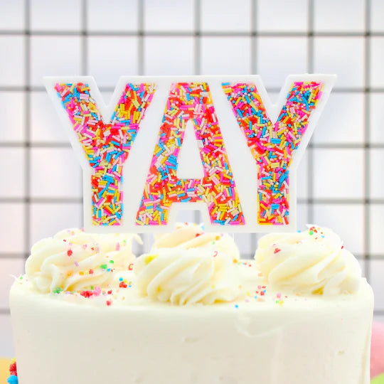 Sprinkle Filled Yay Acrylic Cake Topper