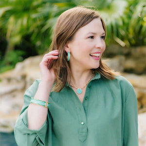 Fuchsia Gingham Hoop Earrings