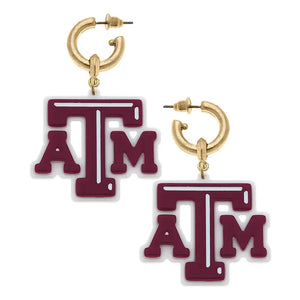 Texas A&M Resin Drop Hoop Earrings