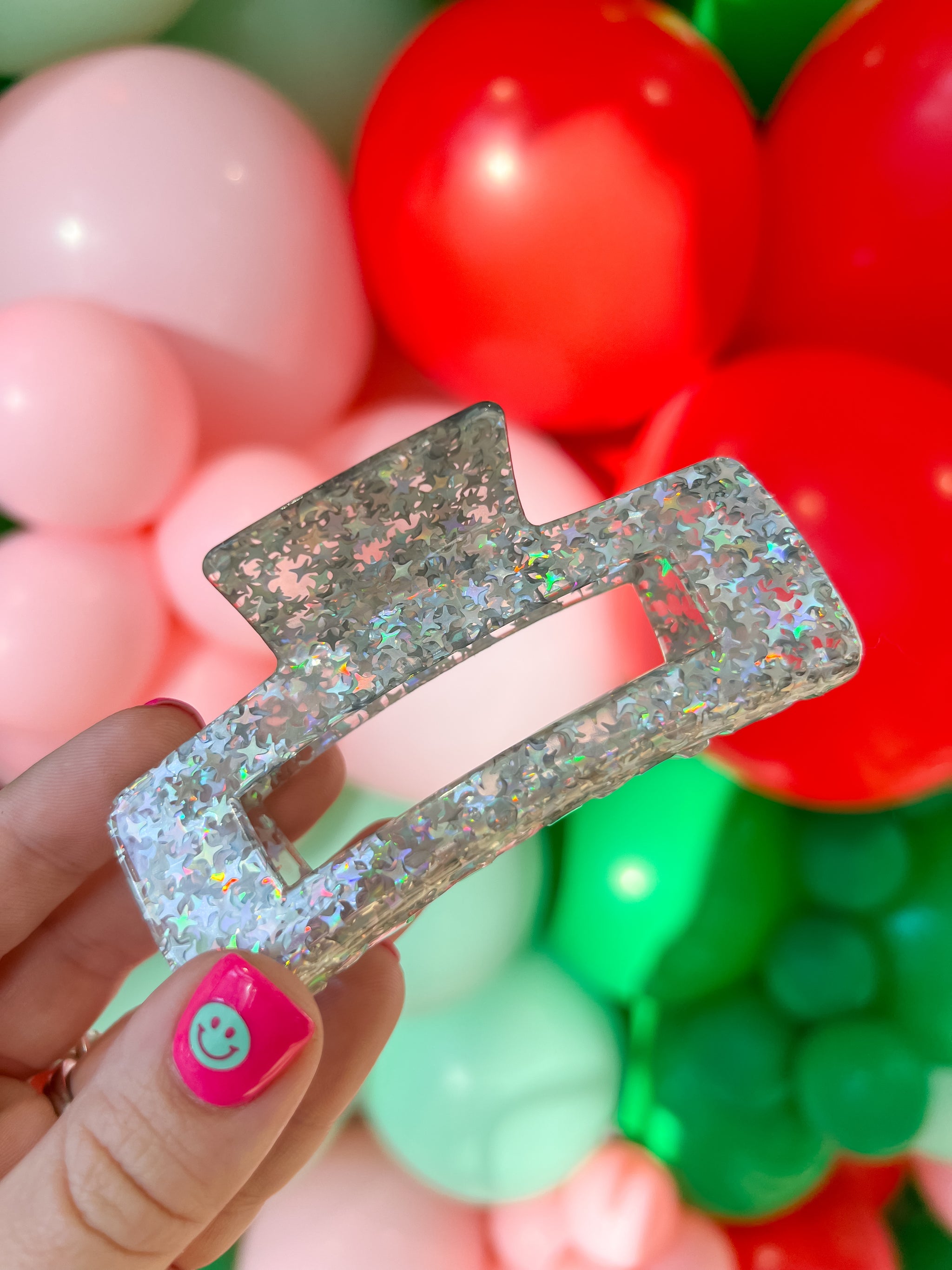 Crystal V Logo Resin Hair Barrette