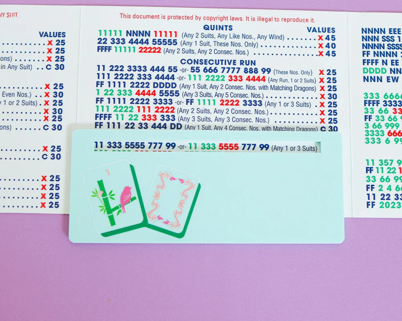Mint Bird Bam + Dragon Tiles Mahjong Card Line Marker