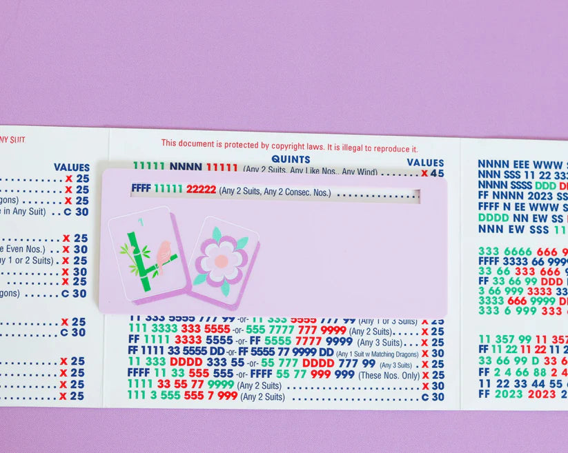 Pastel Purple Bird Bam + Flower Tiles Mahjong Card Line Marker
