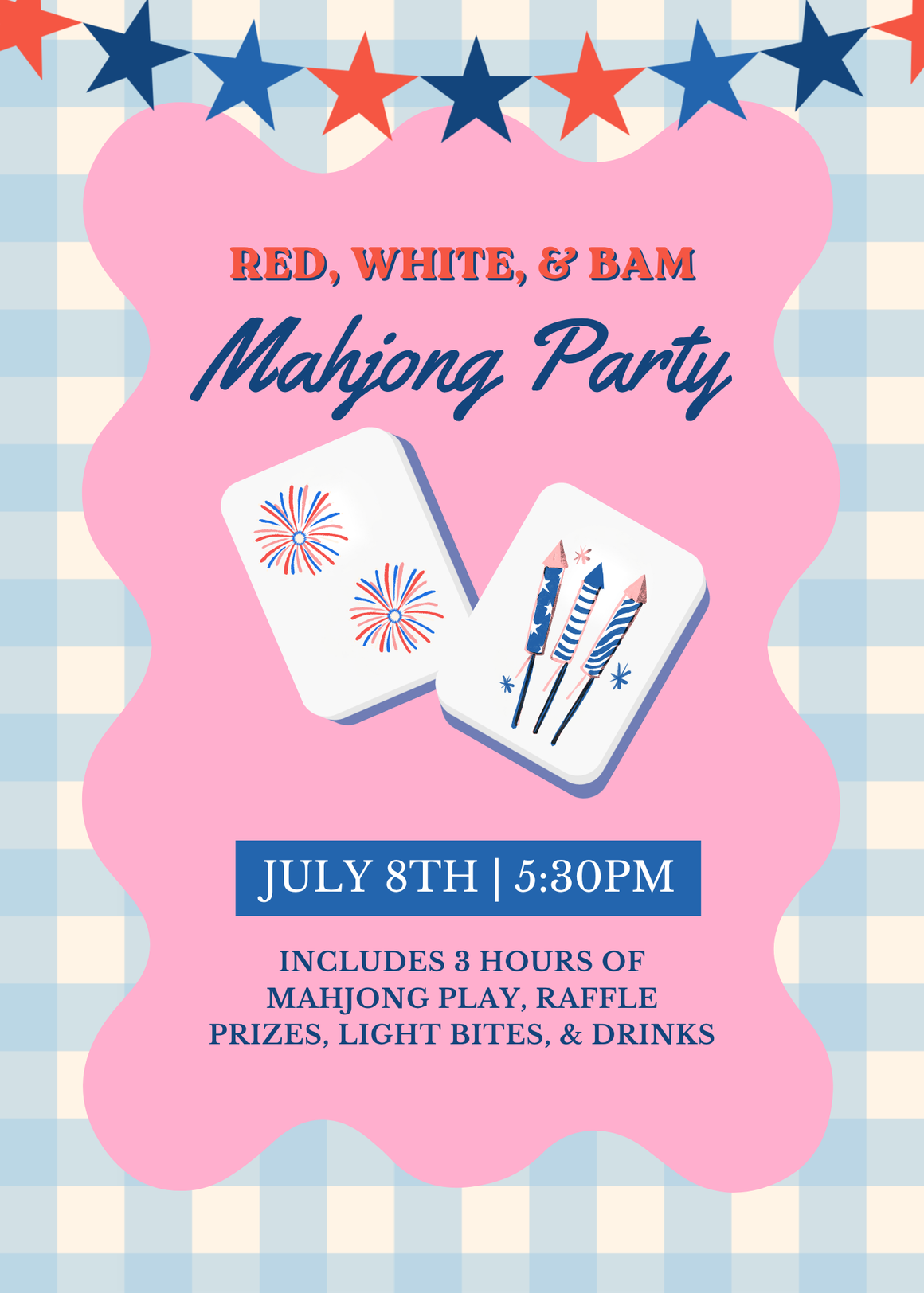 Red, White, Bam Mahj Party 7/8