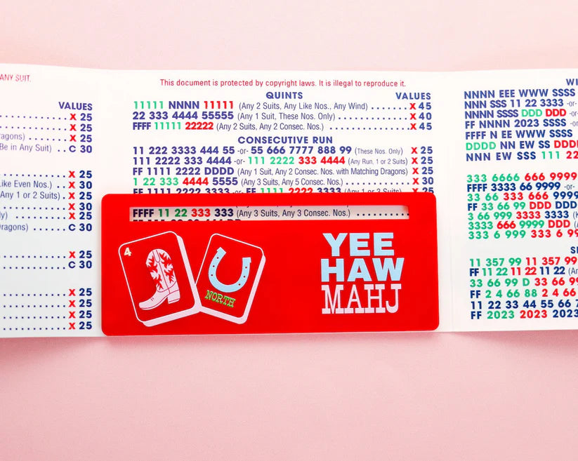 Red Yee-Haw Mahj Boot + Horseshoe Mahjong Card Line Marker