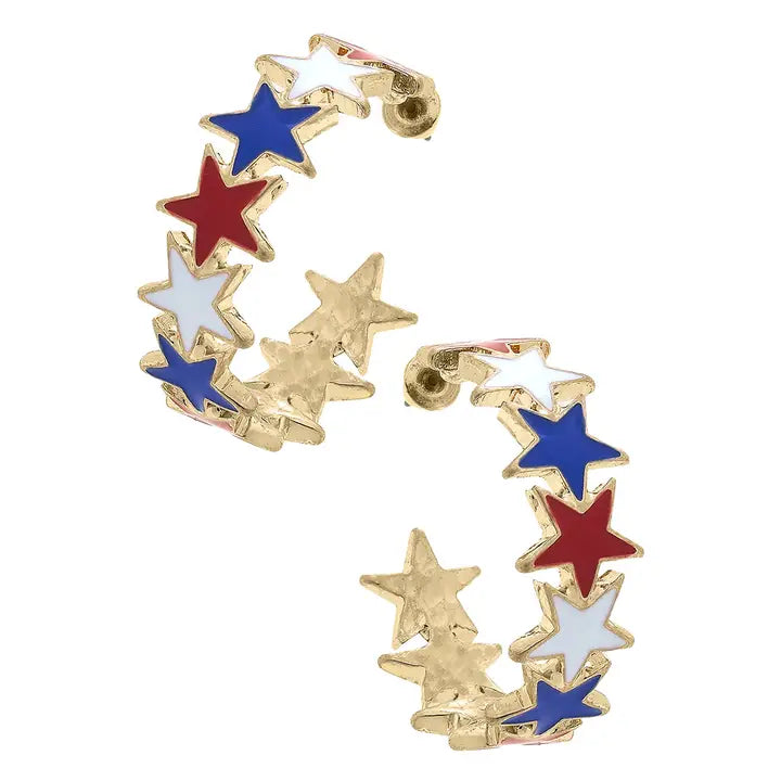 Star Spangled Enamel Hoop Earrings