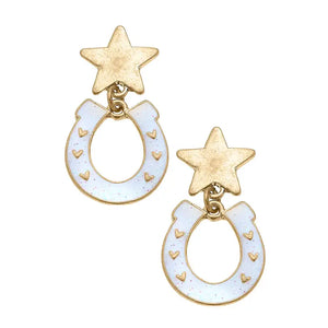 Lucky Stars Enamel Horseshoe Earrings