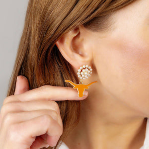 Texas Longhorns Pearl Cluster Earrings