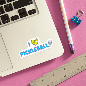 I Love Pickleball Die Cut Sticker