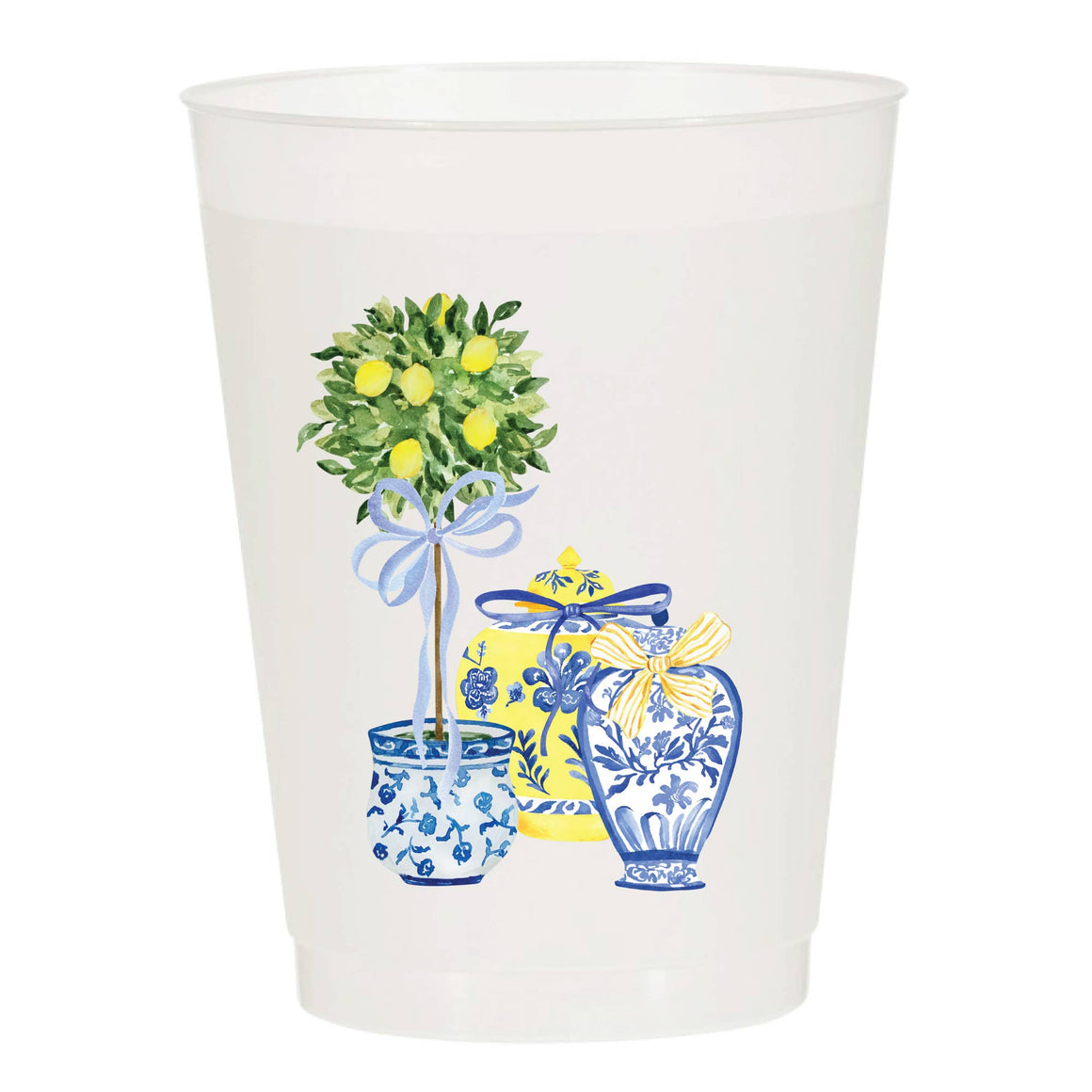 Lemon Chinoiserie Frosted Cups