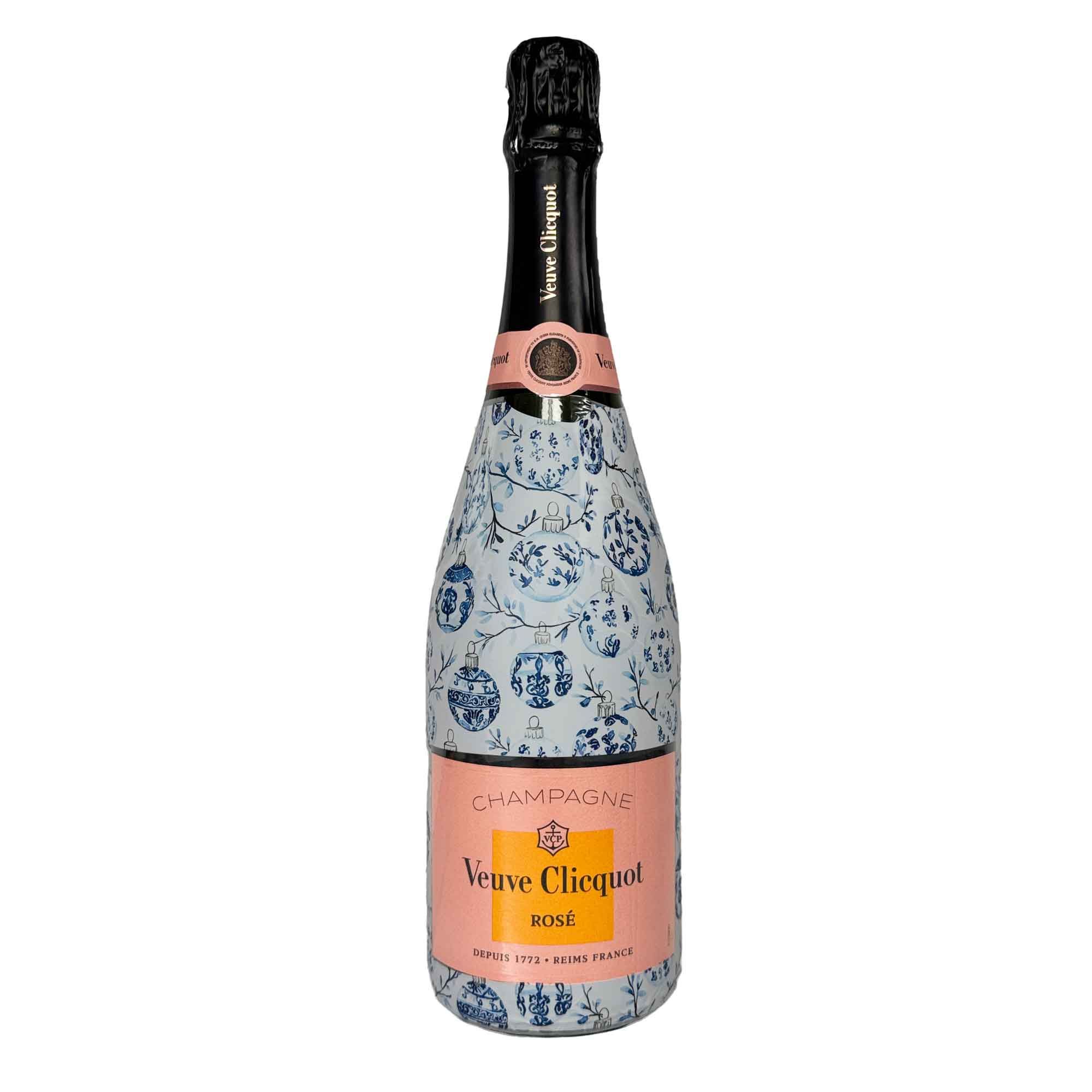 Beau Bottles Wrap Veuve Christmas Blue Ornaments