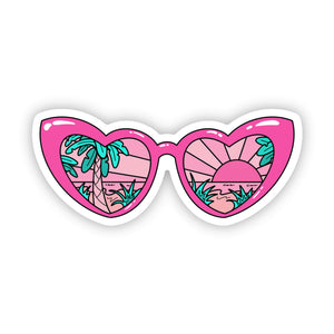 Pink Heart Sunglasses Sticker