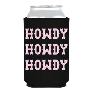 Howdy Pink & Black Can Cooler