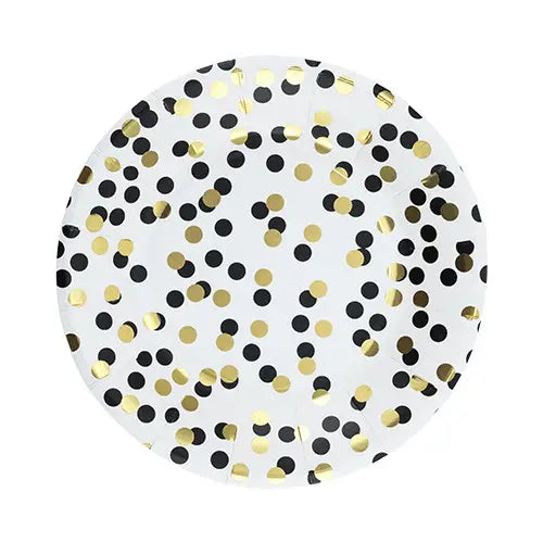 Gold/Black Polka Dot Plates
