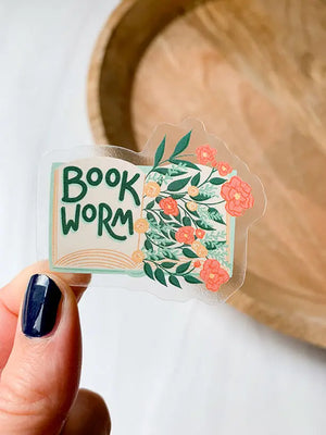 Book Worm Floral Sticker