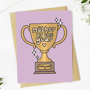Mother of The Year Trophy Card