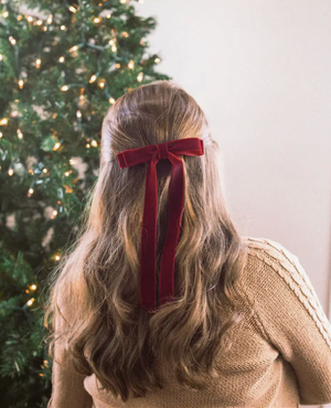 Long Bow Barrette: Maroon