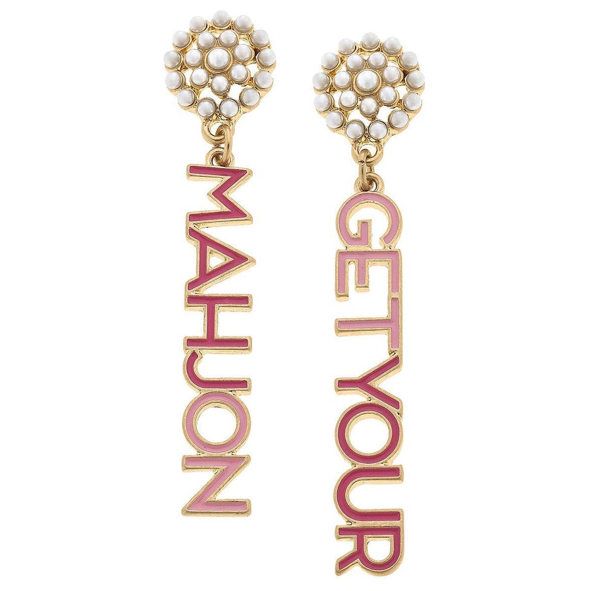 Get Your Mahj On Pearl Cluster Earrings