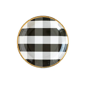 Black Gingham Paper Plates