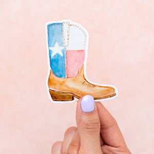 Texas Flag Cowboy Boot Sticker
