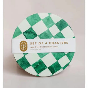 Green Reusable Chipboard Coasters, Set of 4