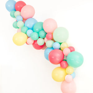 A close up view of the side angle of the same balloon garland to help show different dimensions.