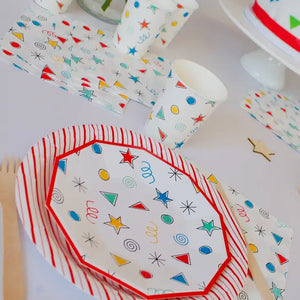 Red and White Stripe Plates