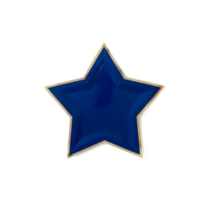 Blue foil star with gold rim plate.