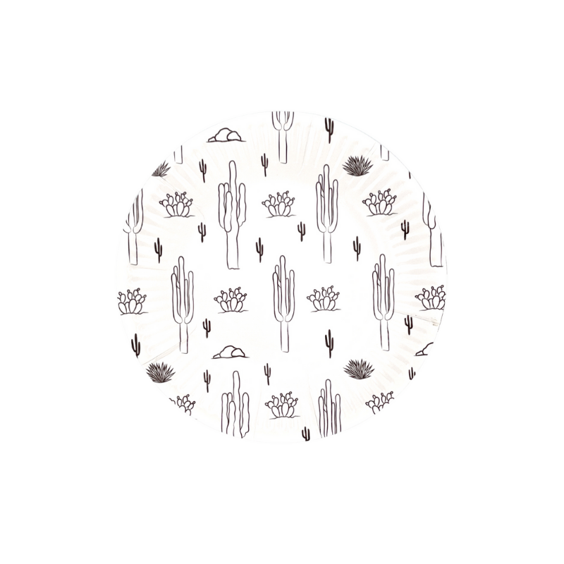 Cactus Print Paper Dessert Plates on a white background.
