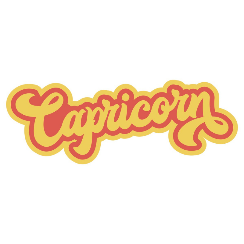 Yellow and red capricorn horoscope sticker.