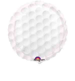 Giant golf ball balloon on white background.