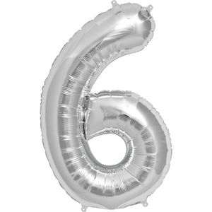 Jumbo 34 inch silver number six balloon