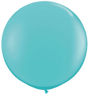 36 inch jumbo caribbean blue balloon on white background.