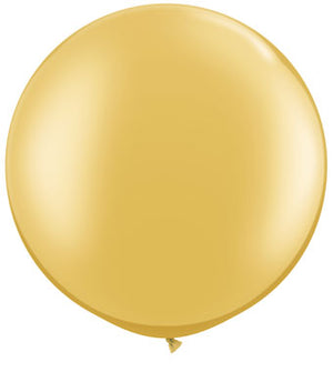 30 inch jumbo gold balloon on white background.