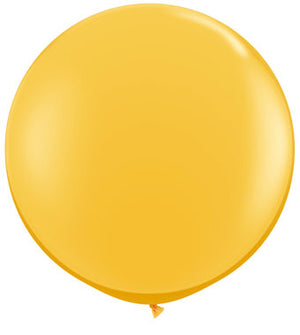 36 inch jumbo Golden rod colored balloon on white background.