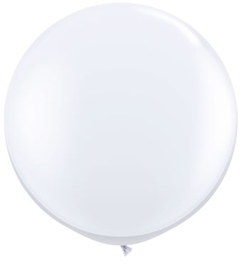 A white 36 inch jumbo balloon on white background.