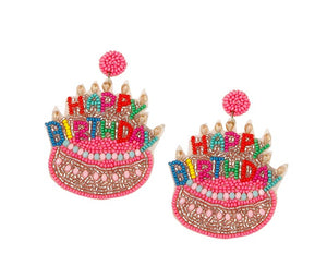 Seed Bead Birthday Cake Earrings